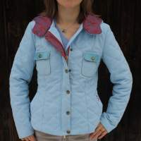 100 chaquetas de diseño de alta costura para mujeres (tamaños 36-46, colores: rojo, beige, azul claro)
