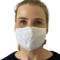Alltagsmaske Mund-Nasen-Gesichtsmaske, 100% Baumwolle, waschbar und wiederverwendbar, weiß, elastisches Bänder für die Ohren