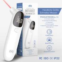 ZWZ Pharma - Digitales LCD Infrarot Fieber Ohren- & Stirnthermometer für Kontaktlos messen bei Babys und Erwachsenen