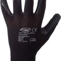 Glove EN 388 Kat.II Finegrip Gr.9 shrink latex black, 12 pairs