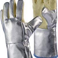 Heat gloves L.38cm Aramid/Preox-Aramid-Alu 5Finger Kat.III max.1000 degrees C