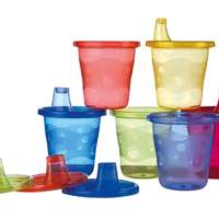 Nuby drinking cups with lid assorted colors. 6 pack