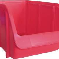 Storage bin size 3 red L.240/210xW.145xH.125mm PP stackable, 26 pieces