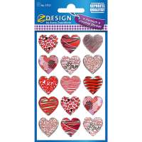 AVERY ZWECKFORM sticker hearts red / pink effect foil, 15x10=150 stickers