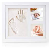 NIMAXI Baby Bilderrahmen mit Gipsabdruck, Größe 23x28cm, Farbe weiß, Bilderrahmen Abdruckset -neu