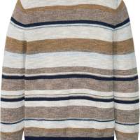Men's round-neck sweater sand with horizontal stripes New