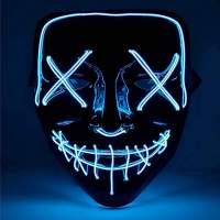 LED Grusel Maske blau - wie aus Purge für Halloween, Fasching & Karneval als Kostüm für Herren & Damen