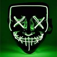 LED Grusel Maske grü - wie aus Purge steuerbar, für Halloween, Fasching & Karneval als Kostüm für Herren & Damen