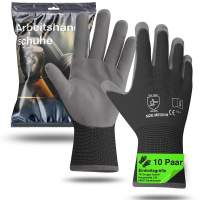 10x Paar Premium Arbeitshandschuhe - Gartenhandschuhe - Work Gloves EN388  mit Latexbeschichtung - grau