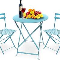 3-piece bistro set: 1 table (H90 x D60cm) and 2 chairs (H83 x W42 x D38cm) folding balcony set