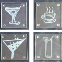 Glass coasters with various motifs 9 x 9cm